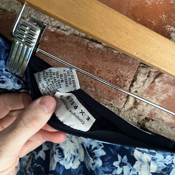 Vintage Express Blue Floral Button Front Skirt - Picture 5 of 7